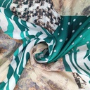 Blue & Brown Marble Print On Habutai Satin S24 HSPS08