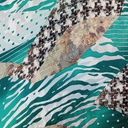 Blue & Brown Marble Print On Habutai Satin S24 HSPS08