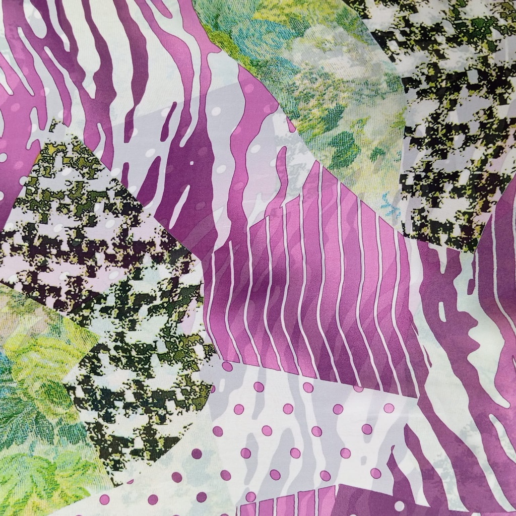 Purple Marble Print On Habutai Satin S24 HSPS13