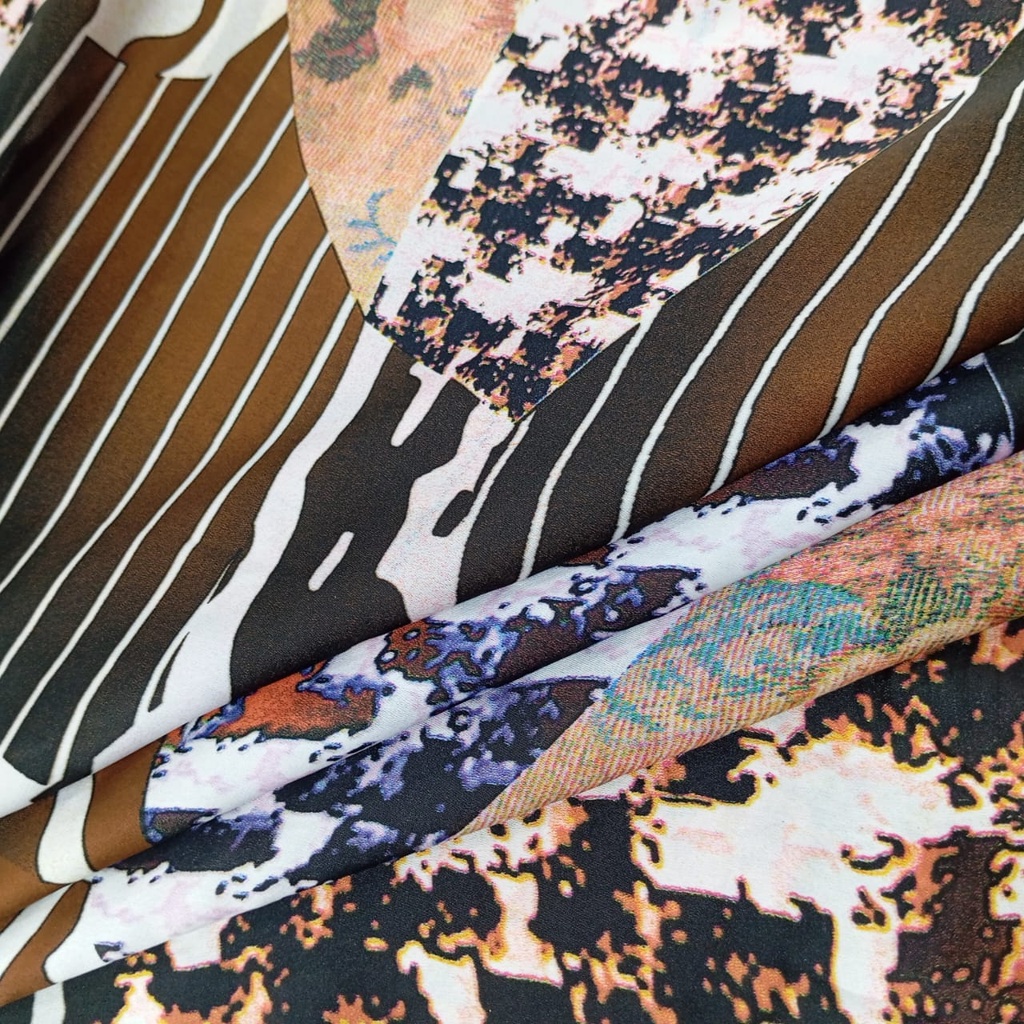 Brown Marble Print On Korean Satin S23 KSPS32