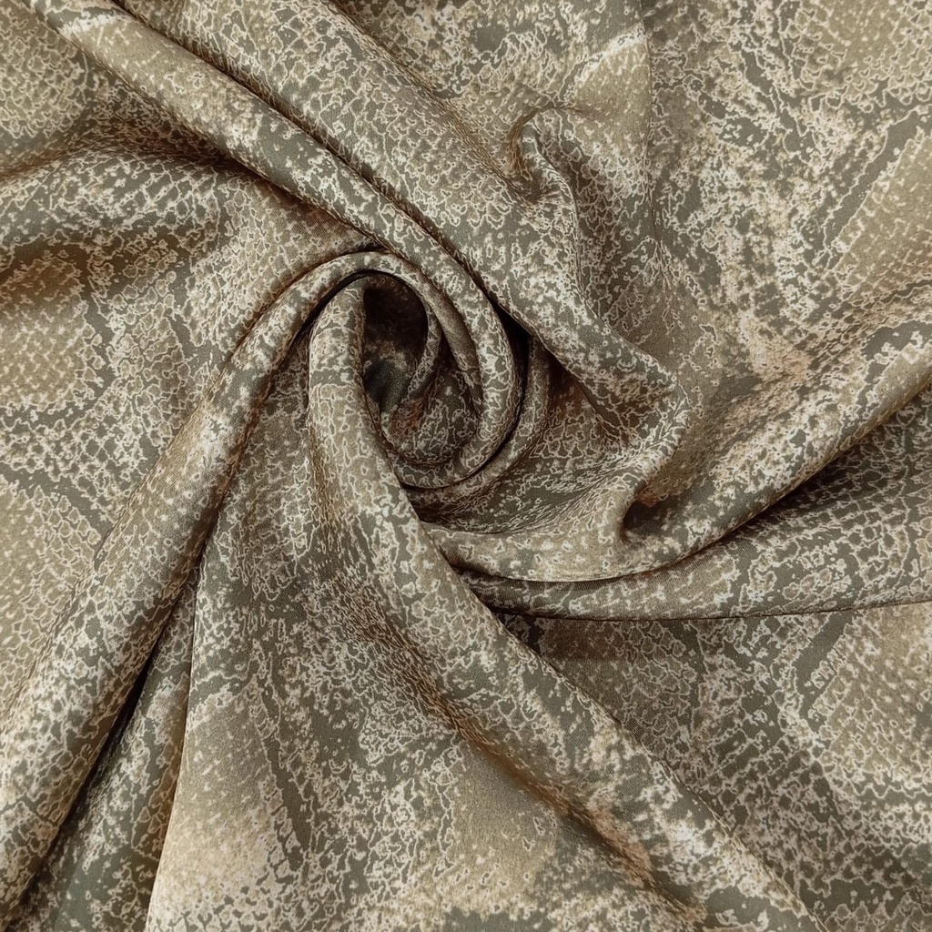 Mustard Snake Skin Print On Korean Satin SS22L KSPL53