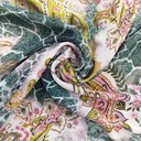Green Base Abstract Pasiley Print On Habutai Satin S24 HSPS37
