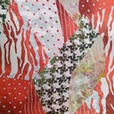 Red & White Marble Print On Habutai Satin S24 HSPS48