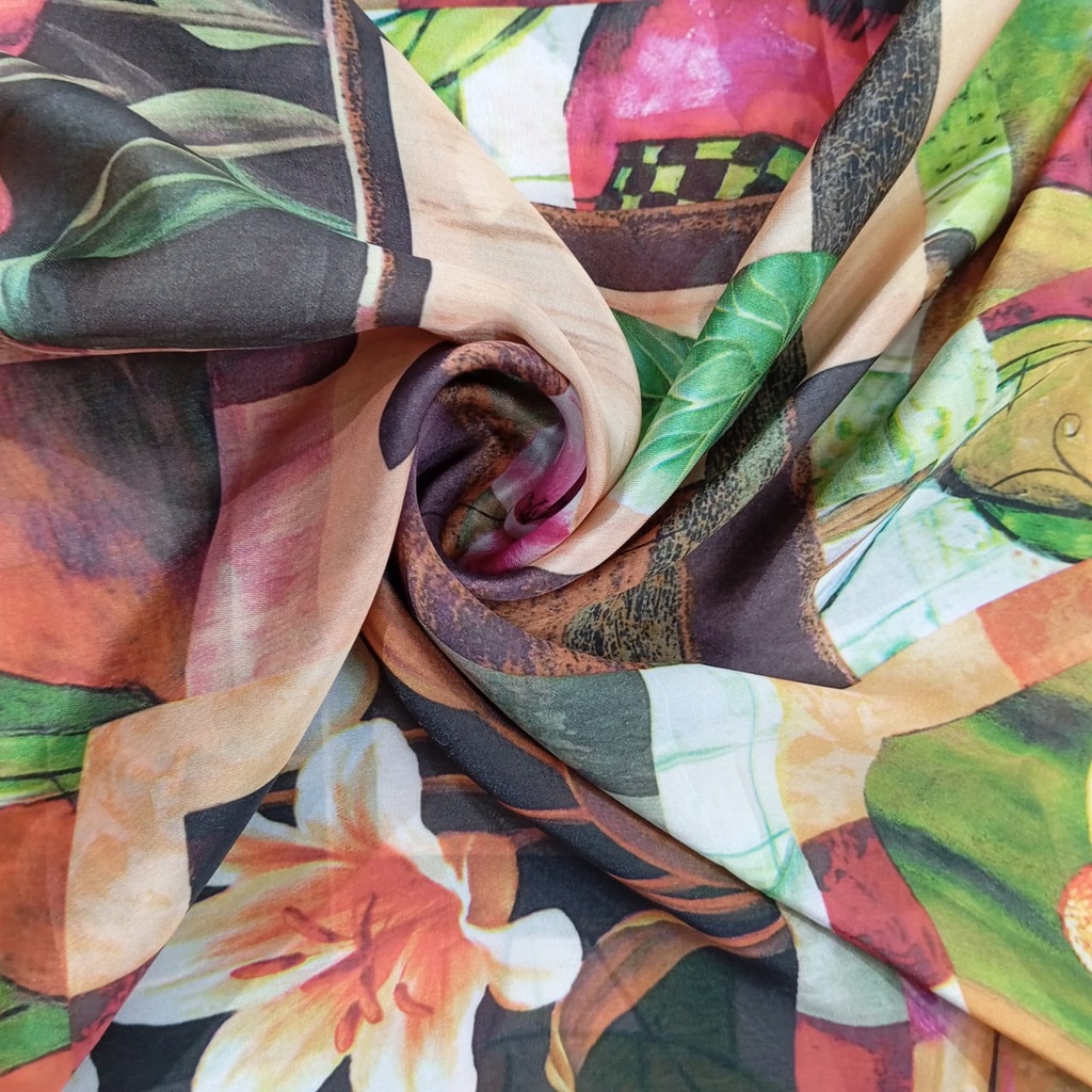 Window Floral Print On Flat Chiffon FCPS150