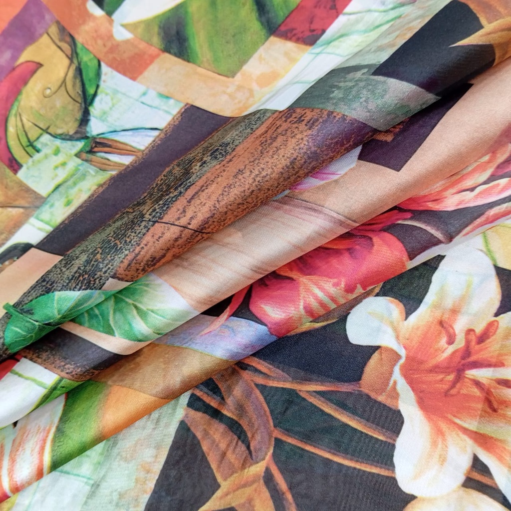 Window Floral Print On Flat Chiffon FCPS150