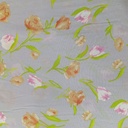 Creamy Base Flower Print On Habutai Satin S24 HSPS71