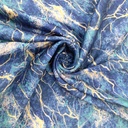 Royal Blue Marble Print On Korean Satin SS22A KSPA01