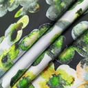Pond Green Leaf Print On Korean Satin SS22N KSPB32