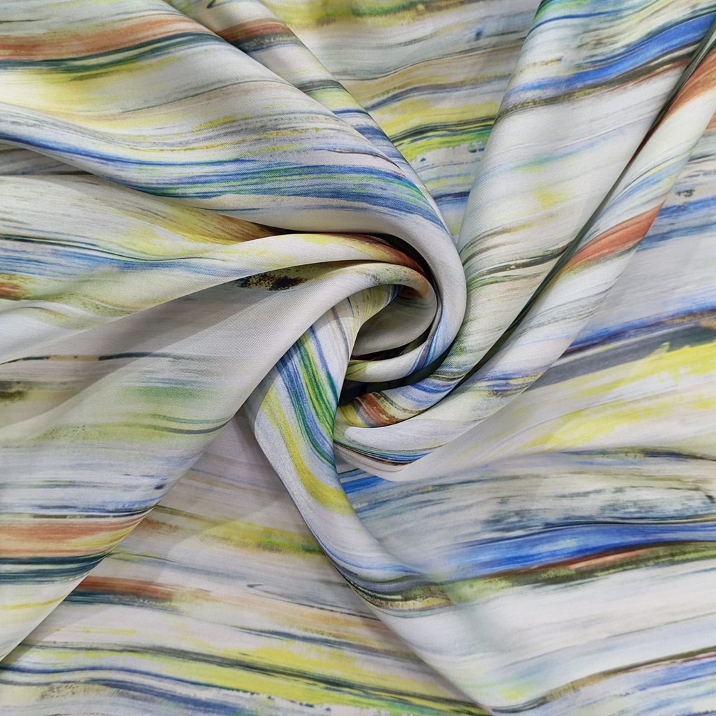 Wave Artwork Print On Korean Satin SS22N-KSPB95