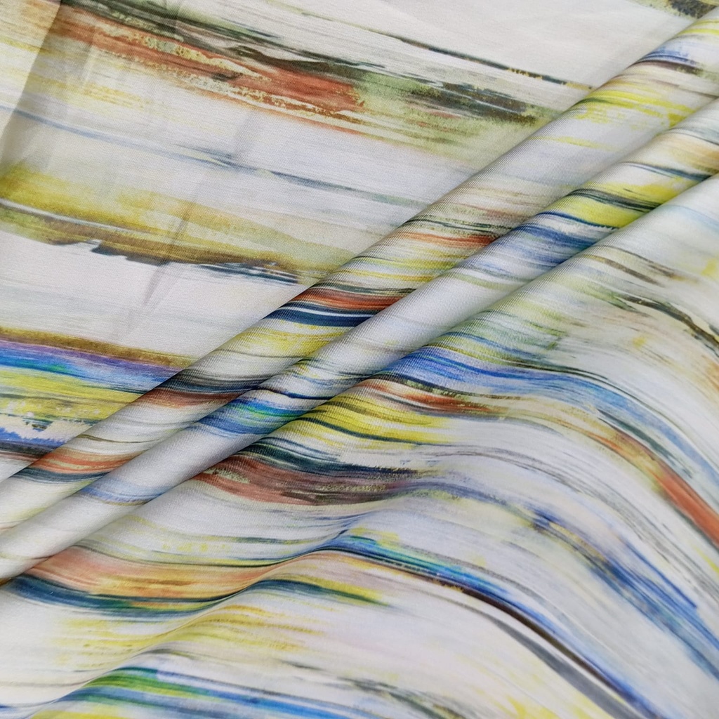 Wave Artwork Print On Korean Satin SS22N-KSPB95