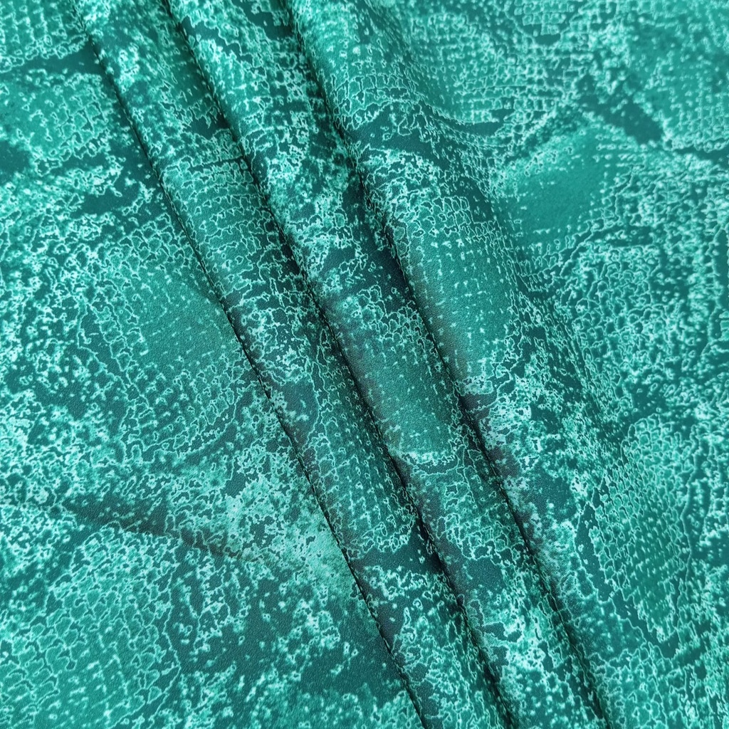 Green Snake Skin Print On Korean Satin SS22L KSPL51