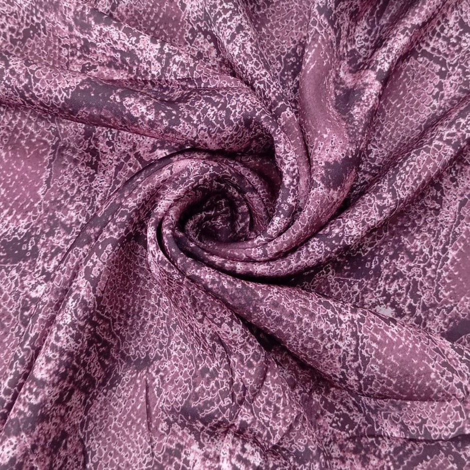 Maroon Snake Skin Print On Korean Satin SS22L KSPL49