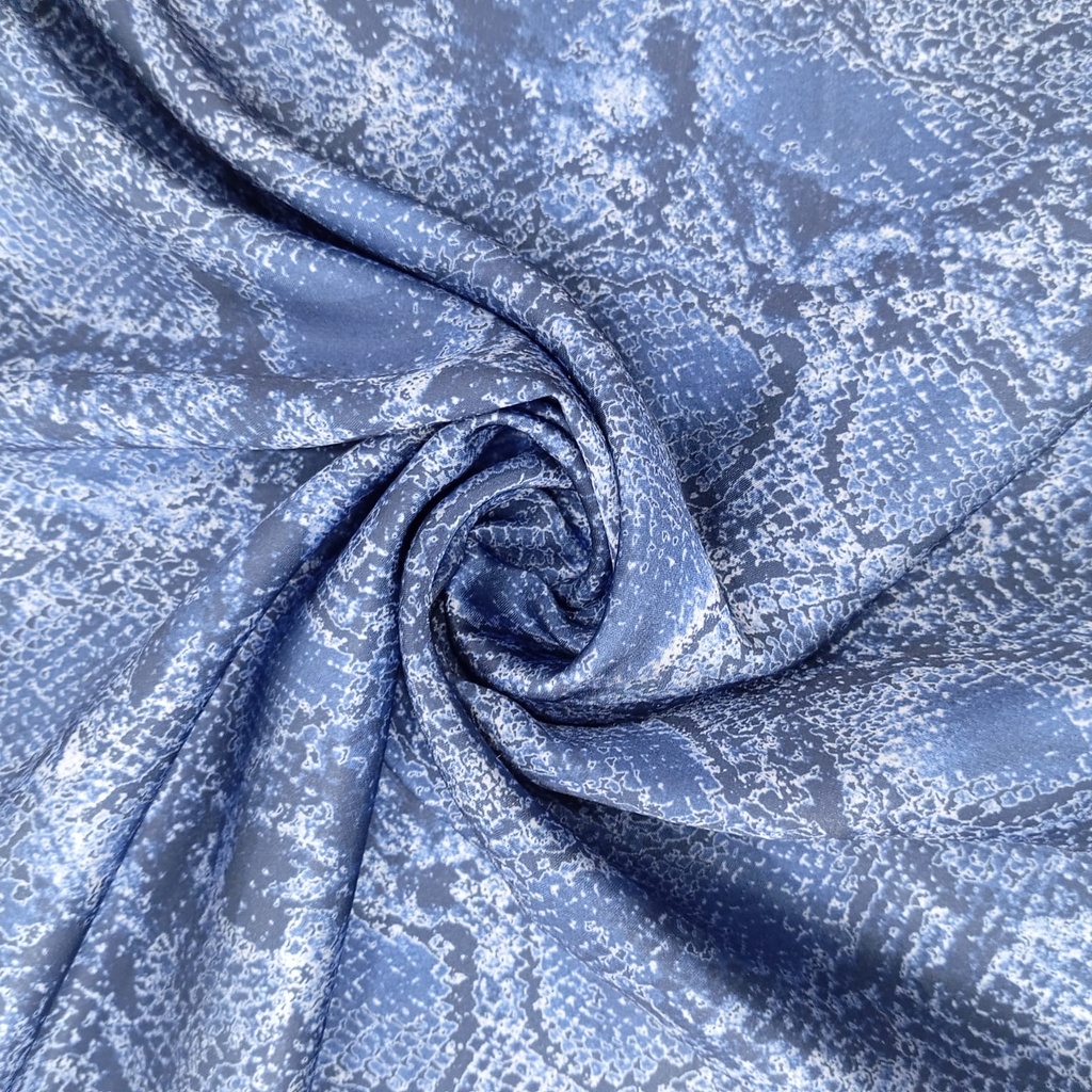 Royal Blue Snake Skin Print On Korean Satin SS22L KSPL48