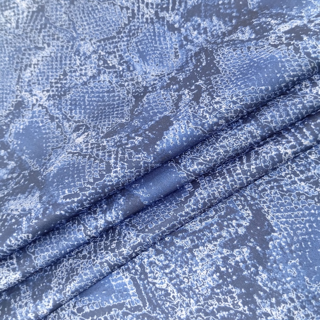 Royal Blue Snake Skin Print On Korean Satin SS22L KSPL48