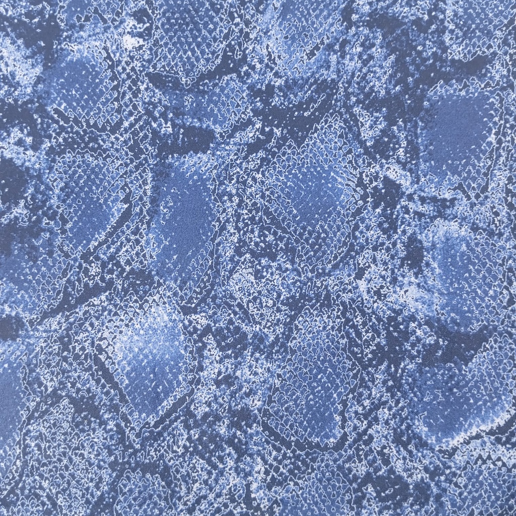 Royal Blue Snake Skin Print On Korean Satin SS22L KSPL48