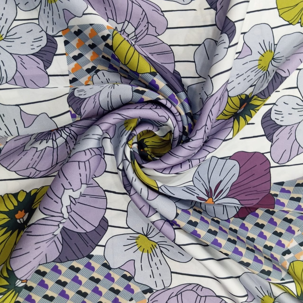 Big Flower Wall Print On Korean Satin SS22L KSPL11
