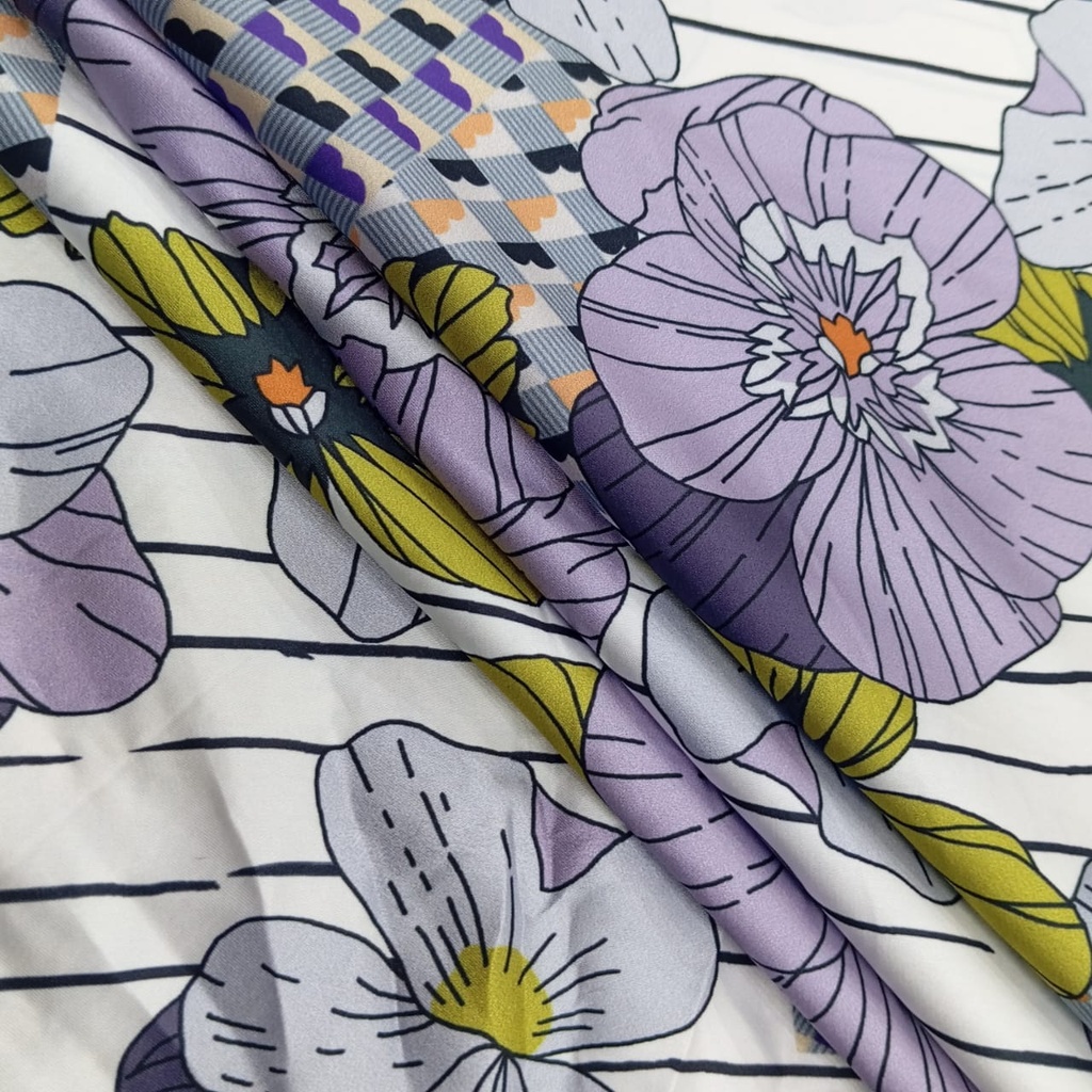 Big Flower Wall Print On Korean Satin SS22L KSPL11