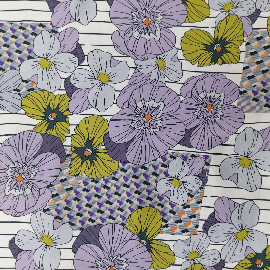 Big Flower Wall Print On Korean Satin SS22L KSPL11