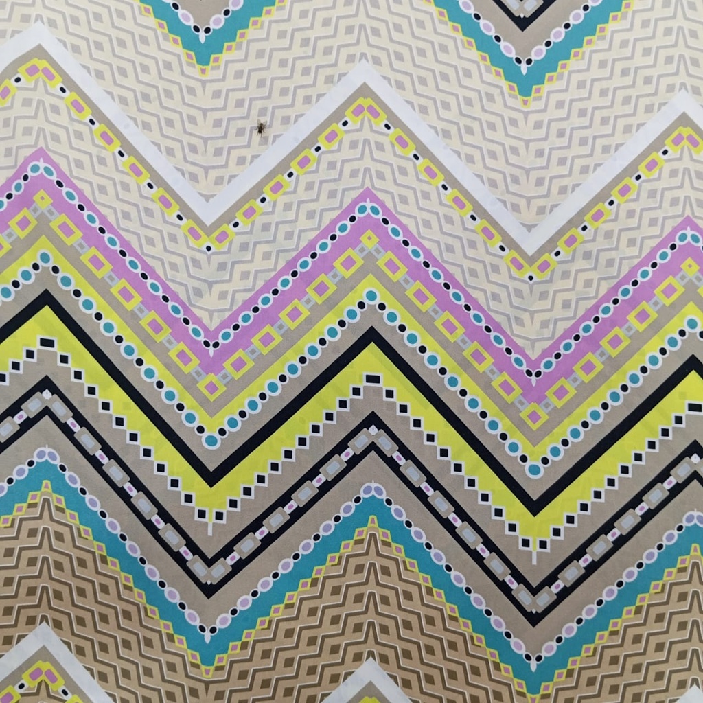 Zig Zak Artwork Print On Korean Satin SS22L KSPL13