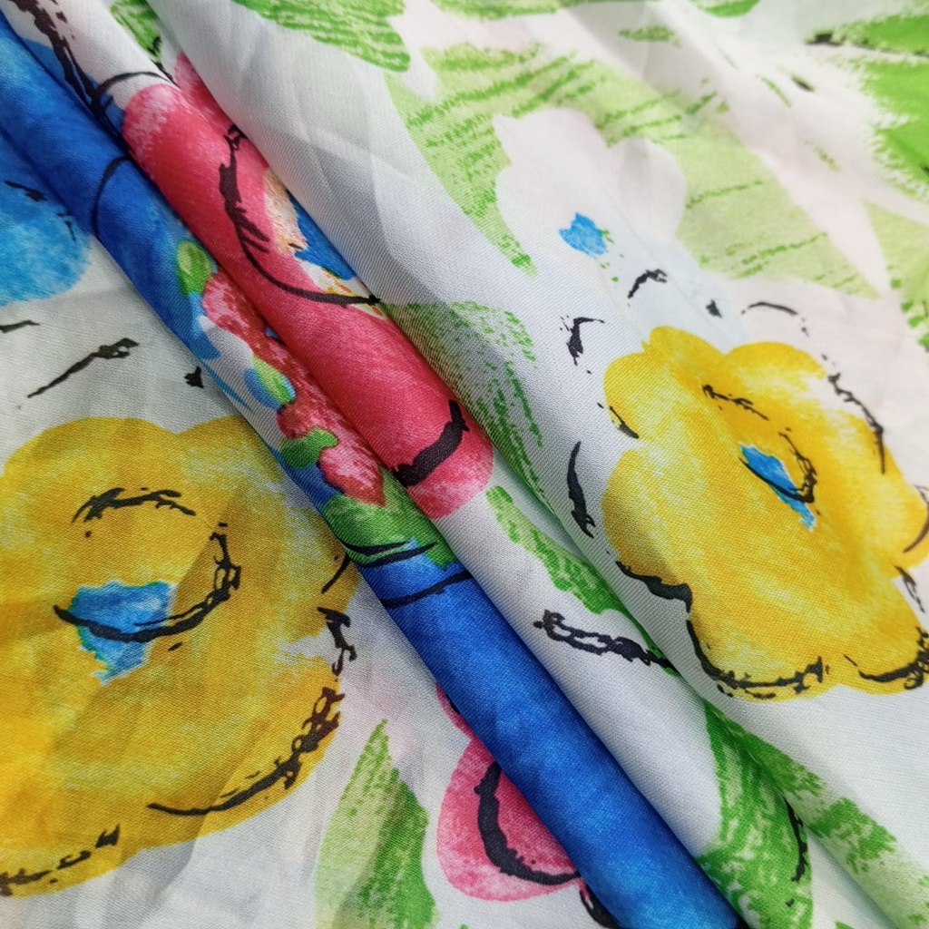 Flowers Print On Korean Satin S23 KSPS42