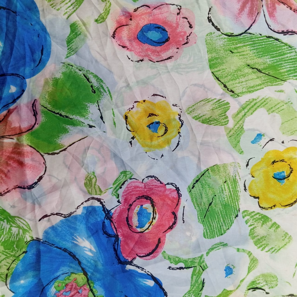 Flowers Print On Korean Satin S23 KSPS42