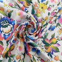 Multi Colour Flower Print On Koren Satin S24 KSPS122