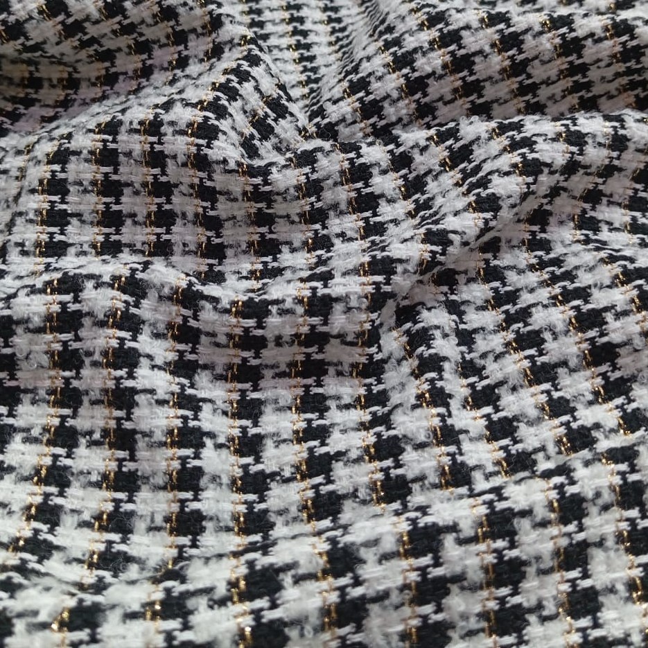 AGT-HNL-81 (White Black Gold Lurex Line) Tweed
