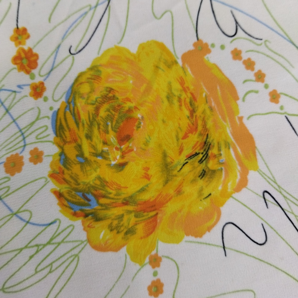 White & Yellow Floral Print On Georgette