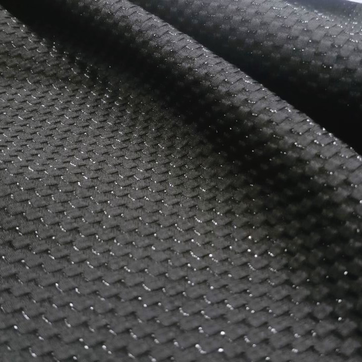 Waffle Lurex Knitted Dyed Fabric