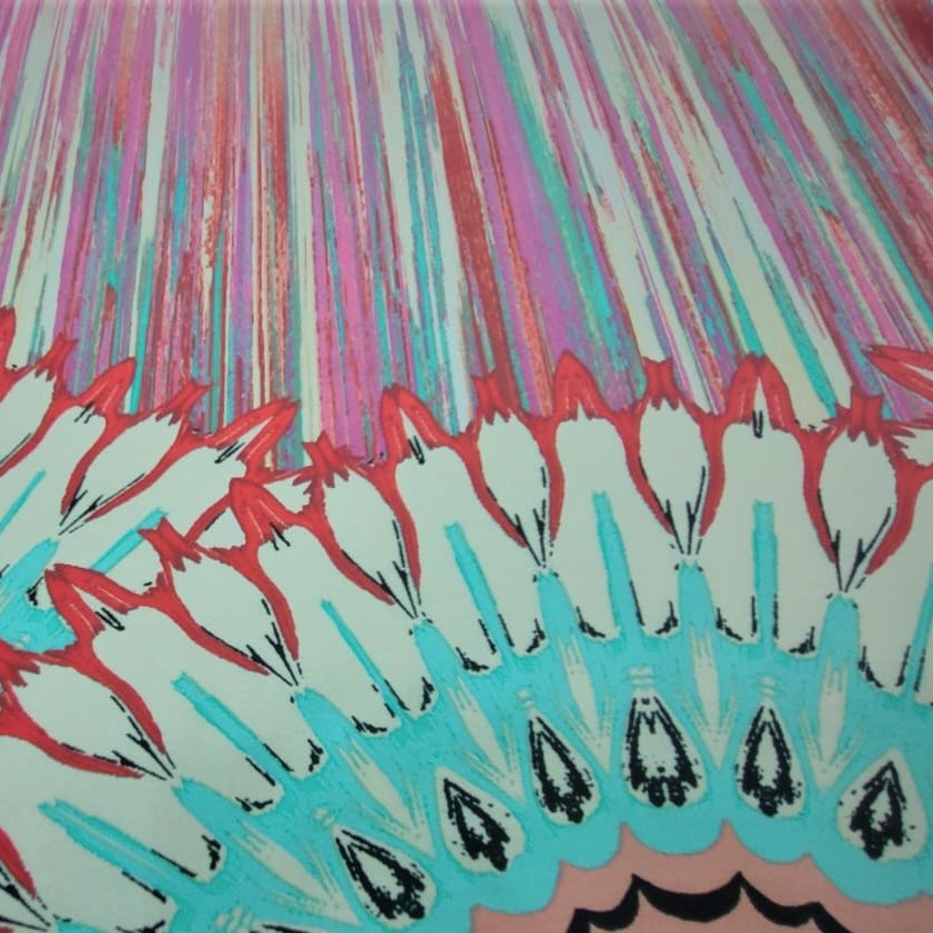 Toto Print (Pink) On Mango Crepe Fabric