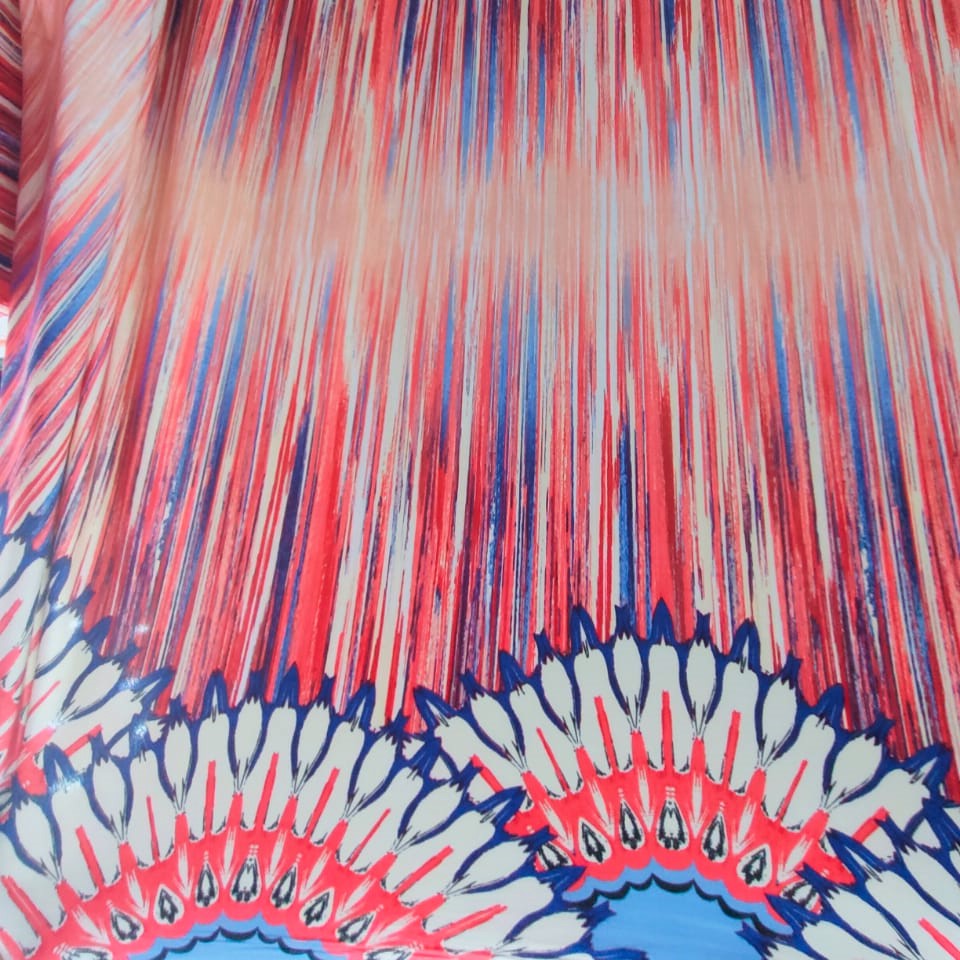 Toto Print(Red) On Mango Crepe Fabric