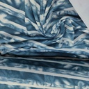 Pictorial Stripes (Deep Teal) Print On Mango Crepe Fabric
