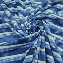 Pictorial Stripes (Ink Blue) Print On Mango Crepe Fabric