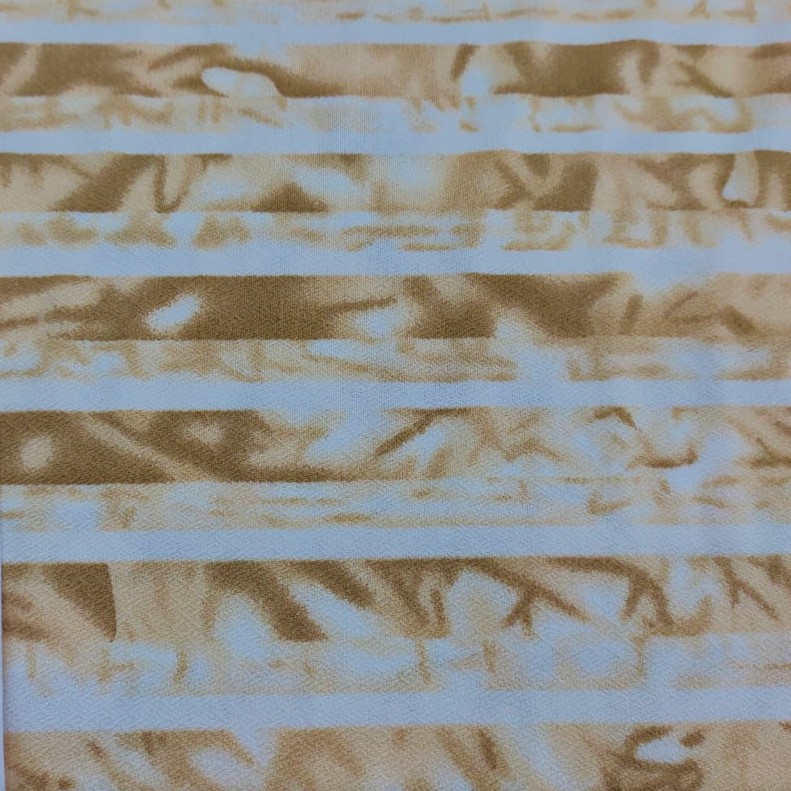 Pictorial Stripes(Gold) Print On Mango Crepe Fabric