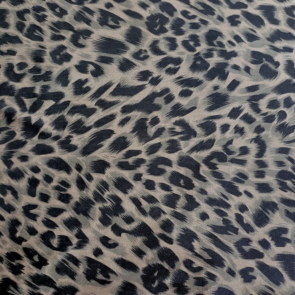 Mustard & Black Leopard Print On Velvet Fabric