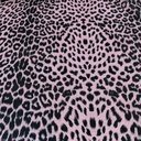 Pink & Black Leopard Print On Velvet Fabric