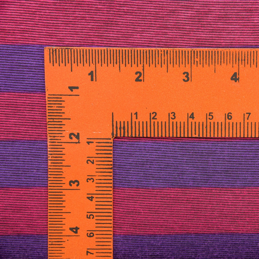 Stripes(Blue & Red) Print On Viscose Knitted Fabric