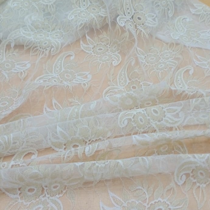 White Dyed Lace Fabric#08