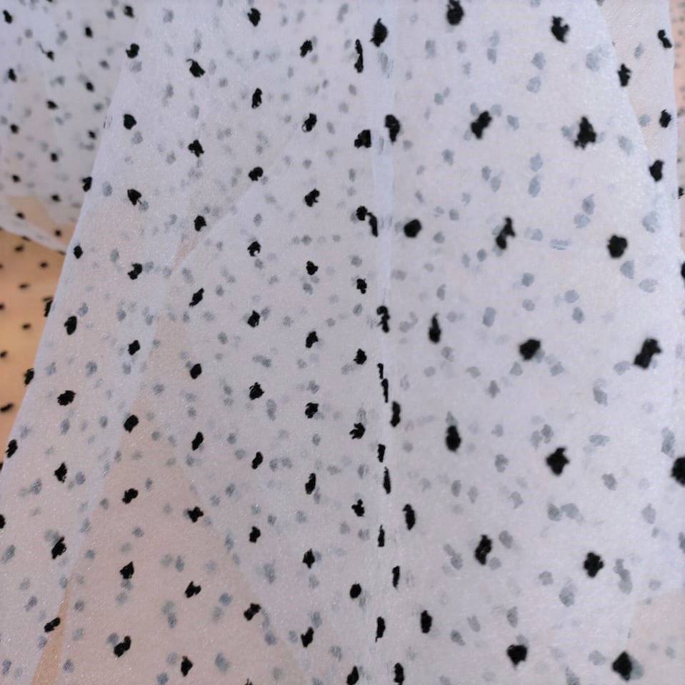 Madonna Organza Dyed Fabric (Two tone)(black on white)