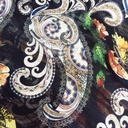 Chiffon Lurex Stripes White-Red Floral Print