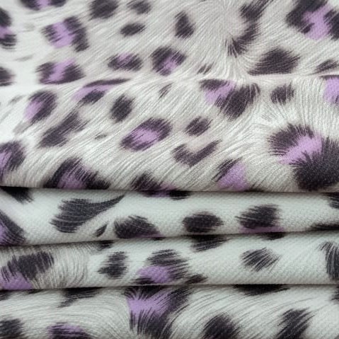 Purple Black Leopard Print On Micro Waffle