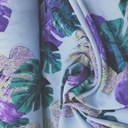 Tropical Vibes (Firozi) Print On Snake Crepe Fabric
