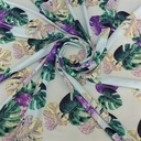 Tropical Vibes (Firozi) Print On Snake Crepe Fabric
