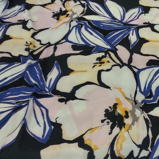 Petal Talk Print On Snake Crepe Fabric