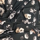 Black And Bloom Print On Snake Crepe Fabric