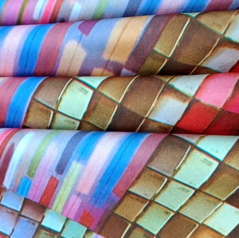 Bricks And More Print On Dutchess Satin