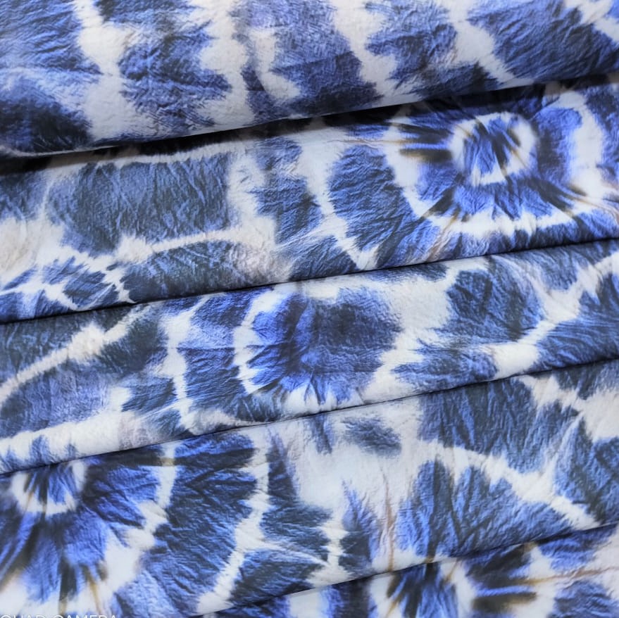 Marble Tie-Dye Print On Royal Georgette Fabric