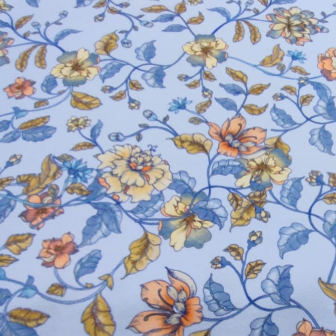 Floral Tribute Print On Royal Georgette Fabric