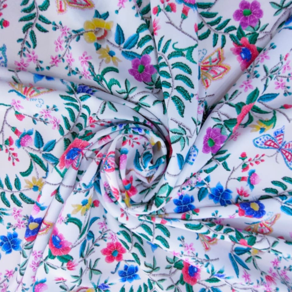 Hello Summer Print On Royal Georgette Fabric