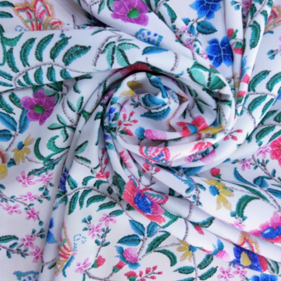Hello Summer Print On Royal Georgette Fabric